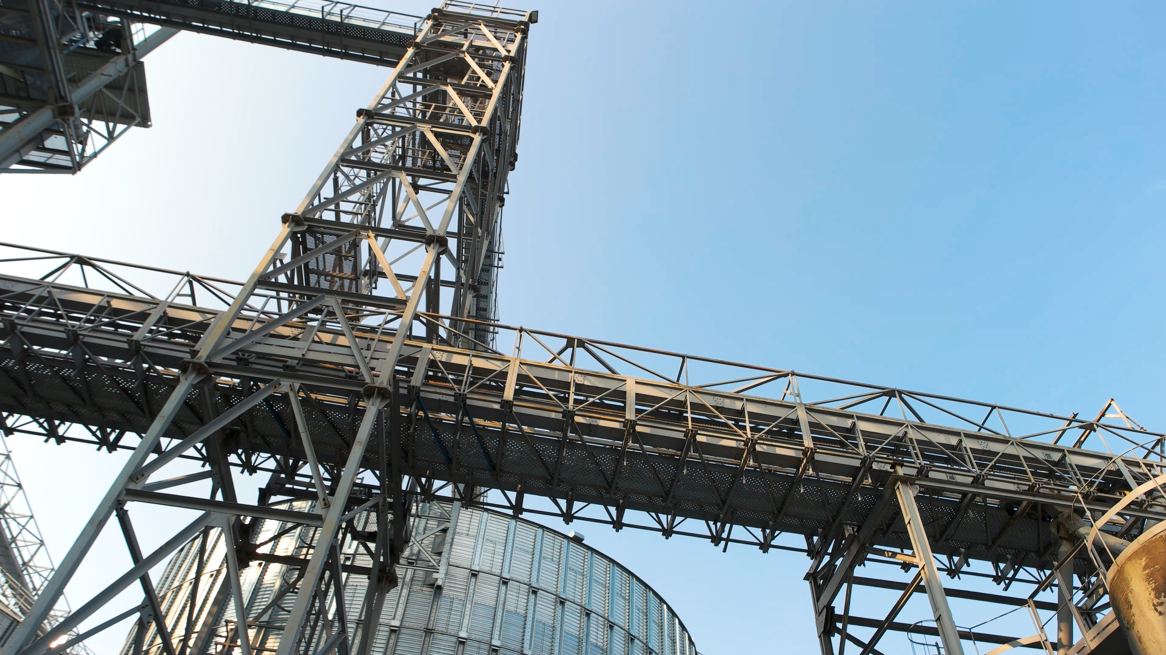 Steel construction frame and facility bin tanks.